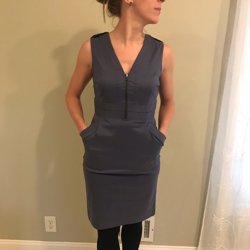 Ann Taylor Blue Fitted Sheath Dress, 4 - Picture 1 of 7